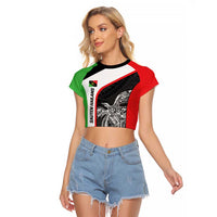 Personalised PNG Southern Highlands Province Raglan Cropped T Shirt Bird of Paradise Tattoo Flag Motif - Polynesian Pride