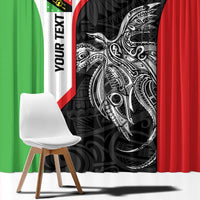 Personalised PNG Southern Highlands Province Window Curtain Bird of Paradise Tattoo Flag Motif - Polynesian Pride