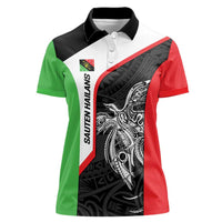 Personalised PNG Southern Highlands Province Women Polo Shirt Bird of Paradise Tattoo Flag Motif - Polynesian Pride