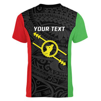 Personalised PNG Southern Highlands Province Women V-Neck T-Shirt Bird of Paradise Tattoo Flag Motif - Polynesian Pride