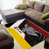 Personalised PNG Western Province Area Rug Bird of Paradise Tattoo Flag Motif - Polynesian Pride