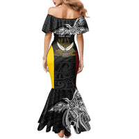 Personalised PNG Western Province Family Matching Mermaid Dress and Hawaiian Shirt Bird of Paradise Tattoo Flag Motif - Polynesian Pride
