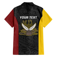 Personalised PNG Western Province Family Matching Short Sleeve Bodycon Dress and Hawaiian Shirt Bird of Paradise Tattoo Flag Motif - Polynesian Pride