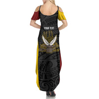 Personalised PNG Western Province Family Matching Summer Maxi Dress and Hawaiian Shirt Bird of Paradise Tattoo Flag Motif - Polynesian Pride