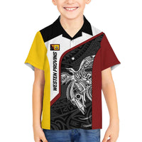 Personalised PNG Western Province Family Matching Summer Maxi Dress and Hawaiian Shirt Bird of Paradise Tattoo Flag Motif - Polynesian Pride