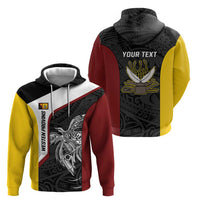Personalised PNG Western Province Hoodie Bird of Paradise Tattoo Flag Motif - Polynesian Pride