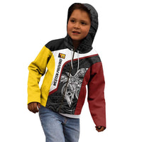 Personalised PNG Western Province Kid Hoodie Bird of Paradise Tattoo Flag Motif - Polynesian Pride
