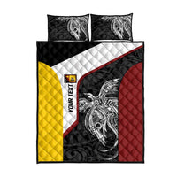 Personalised PNG Western Province Quilt Bed Set Bird of Paradise Tattoo Flag Motif - Polynesian Pride