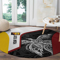 Personalised PNG Western Province Round Carpet Bird of Paradise Tattoo Flag Motif - Polynesian Pride