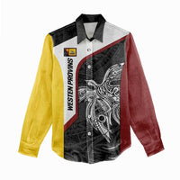 Personalised PNG Western Province Women Casual Shirt Bird of Paradise Tattoo Flag Motif - Polynesian Pride