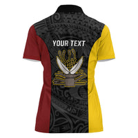 Personalised PNG Western Province Women Polo Shirt Bird of Paradise Tattoo Flag Motif - Polynesian Pride