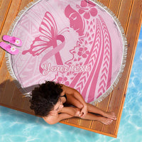 Pacific Girl and Butterfly Cancer Ribbon Personalised Beach Blanket