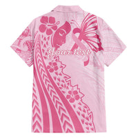 Pacific Girl and Butterfly Cancer Ribbon Personalised Family Matching Off The Shoulder Long Sleeve Dress and Hawaiian Shirt LT9 - Polynesian Pride