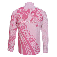Pacific Girl and Butterfly Cancer Ribbon Personalised Family Matching Short Sleeve Bodycon Dress and Hawaiian Shirt