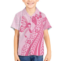 Pacific Girl and Butterfly Cancer Ribbon Personalised Family Matching Short Sleeve Bodycon Dress and Hawaiian Shirt
