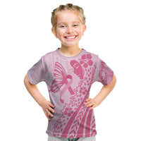 Pacific Girl and Butterfly Cancer Ribbon Personalised Kid T Shirt