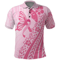 Pacific Girl and Butterfly Cancer Ribbon Personalised Polo Shirt