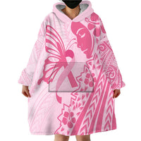 Pacific Girl and Butterfly Cancer Ribbon Personalised Wearable Blanket Hoodie