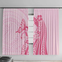 Pacific Girl and Butterfly Cancer Ribbon Personalised Window Curtain