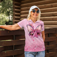 Faith Hope Love Butterfly Ribbon Personalised Women Polo Shirt