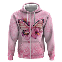 Faith Hope Love Butterfly Ribbon Personalised Zip Hoodie LT9 Zip Hoodie Pink - Polynesian Pride