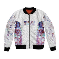 Custom New Zealand Aotearoa Bomber Jacket Pink Maori Paua Shell Indigenous - Polynesian Pride