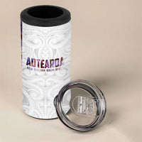 Custom New Zealand Aotearoa 4 in 1 Can Cooler Tumbler Pink Maori Paua Shell Indigenous - Polynesian Pride
