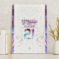 Custom New Zealand Aotearoa Canvas Wall Art Pink Maori Paua Shell Indigenous - Polynesian Pride