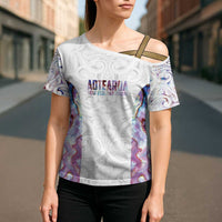 Custom New Zealand Aotearoa Cross Shoulder Shirt Pink Maori Paua Shell Indigenous LT9 - Polynesian Pride