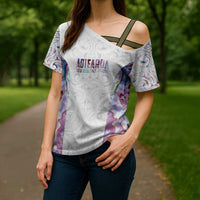 Custom New Zealand Aotearoa Cross Shoulder Shirt Pink Maori Paua Shell Indigenous LT9 - Polynesian Pride