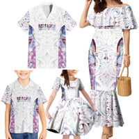 Custom New Zealand Aotearoa Family Matching Mermaid Dress and Hawaiian Shirt Pink Maori Paua Shell Indigenous - Polynesian Pride