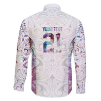 Custom New Zealand Aotearoa Family Matching Off Shoulder Maxi Dress and Hawaiian Shirt Pink Maori Paua Shell Indigenous - Polynesian Pride