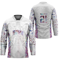 Custom New Zealand Aotearoa Hockey Jersey Pink Maori Paua Shell Indigenous LT9 - Polynesian Pride