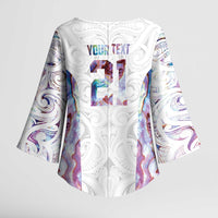 Custom New Zealand Aotearoa Kimono Sleeve Blouse Pink Maori Paua Shell Indigenous - Polynesian Pride