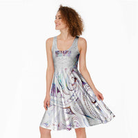 Custom New Zealand Aotearoa Midi Dress Pink Maori Paua Shell Indigenous - Polynesian Pride