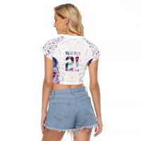 Custom New Zealand Aotearoa Raglan Cropped T Shirt Pink Maori Paua Shell Indigenous LT9 - Polynesian Pride