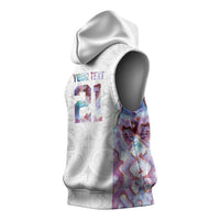Custom New Zealand Aotearoa Sleeveless Hoodie Pink Maori Paua Shell Indigenous LT9 - Polynesian Pride
