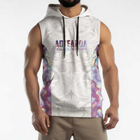 Custom New Zealand Aotearoa Sleeveless Hoodie Pink Maori Paua Shell Indigenous LT9 - Polynesian Pride