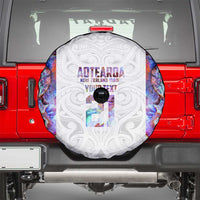 Custom New Zealand Aotearoa Spare Tire Cover Pink Maori Paua Shell Indigenous - Polynesian Pride