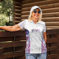 Custom New Zealand Aotearoa Women Polo Shirt Pink Maori Paua Shell Indigenous - Polynesian Pride