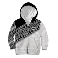 2026 Autumn Rugby Nations Fiji Custom Kid Hoodie Fijian Tapa Tribal Lauhala Inspired LT9 Zip Hoodie Black - Polynesian Pride
