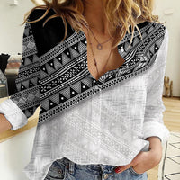 2026 Autumn Rugby Nations Fiji Custom Women Casual Shirt Fijian Tapa Tribal Lauhala Inspired LT9 Female Black - Polynesian Pride