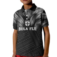 2026 Autumn Rugby Nations Fiji Custom Kid Polo Shirt Fijian Palm Leaf Tapa Tribal Inspired LT9 Kid Black - Polynesian Pride