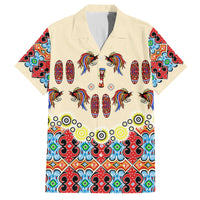 Papua Batik Motif Bird Of Paradise and Native Papuan Shield Family Matching Summer Maxi Dress and Hawaiian Shirt LT9 Dad's Shirt - Short Sleeve Beige - Polynesian Pride