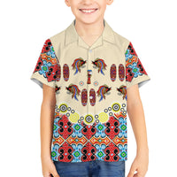 Papua Batik Motif Bird Of Paradise and Native Papuan Shield Kid Hawaiian Shirt LT9 Kid Beige - Polynesian Pride