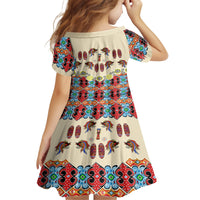Papua Batik Motif Bird Of Paradise and Native Papuan Shield Kid Short Sleeve Dress LT9 - Polynesian Pride