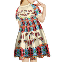 Papua Batik Motif Bird Of Paradise and Native Papuan Shield Kid Short Sleeve Dress LT9 - Polynesian Pride