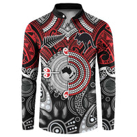 Aotearoa and Australia Button Sweatshirt New Zealand Honour The Treaty Ake!Ake!Ake! LT9 Red - Polynesian Pride