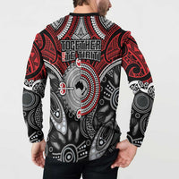 Aotearoa and Australia Button Sweatshirt New Zealand Honour The Treaty Ake!Ake!Ake! LT9 - Polynesian Pride