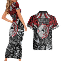 Aotearoa and Australia Couples Matching Short Sleeve Bodycon Dress and Hawaiian Shirt New Zealand Honour The Treaty Ake!Ake!Ake!